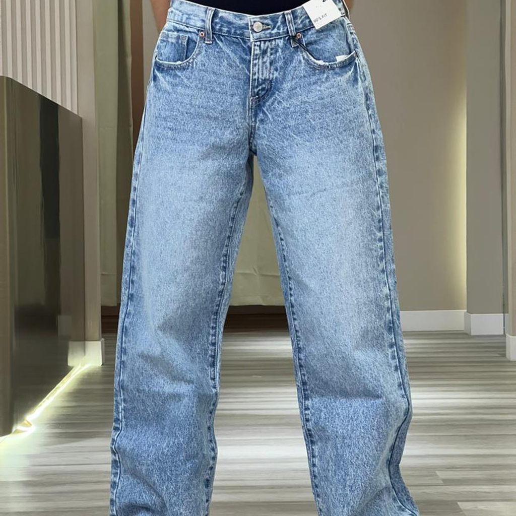 JEANS WEDE LEG PRELAVADO - FOREVER 21 - CORTE MEDIO - RIGIDO