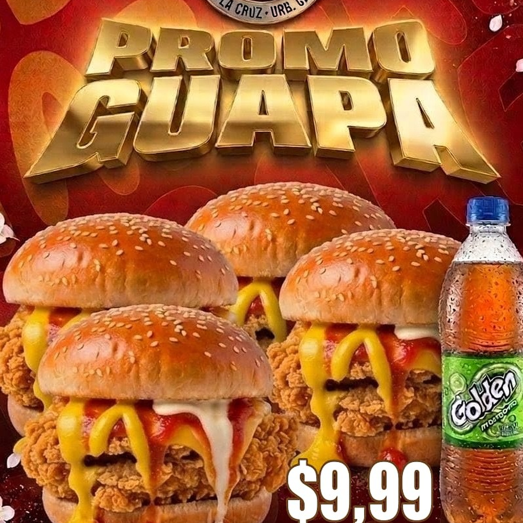 Promo Guapa (4 Hamburguesas de pollo crispy + bebida)
