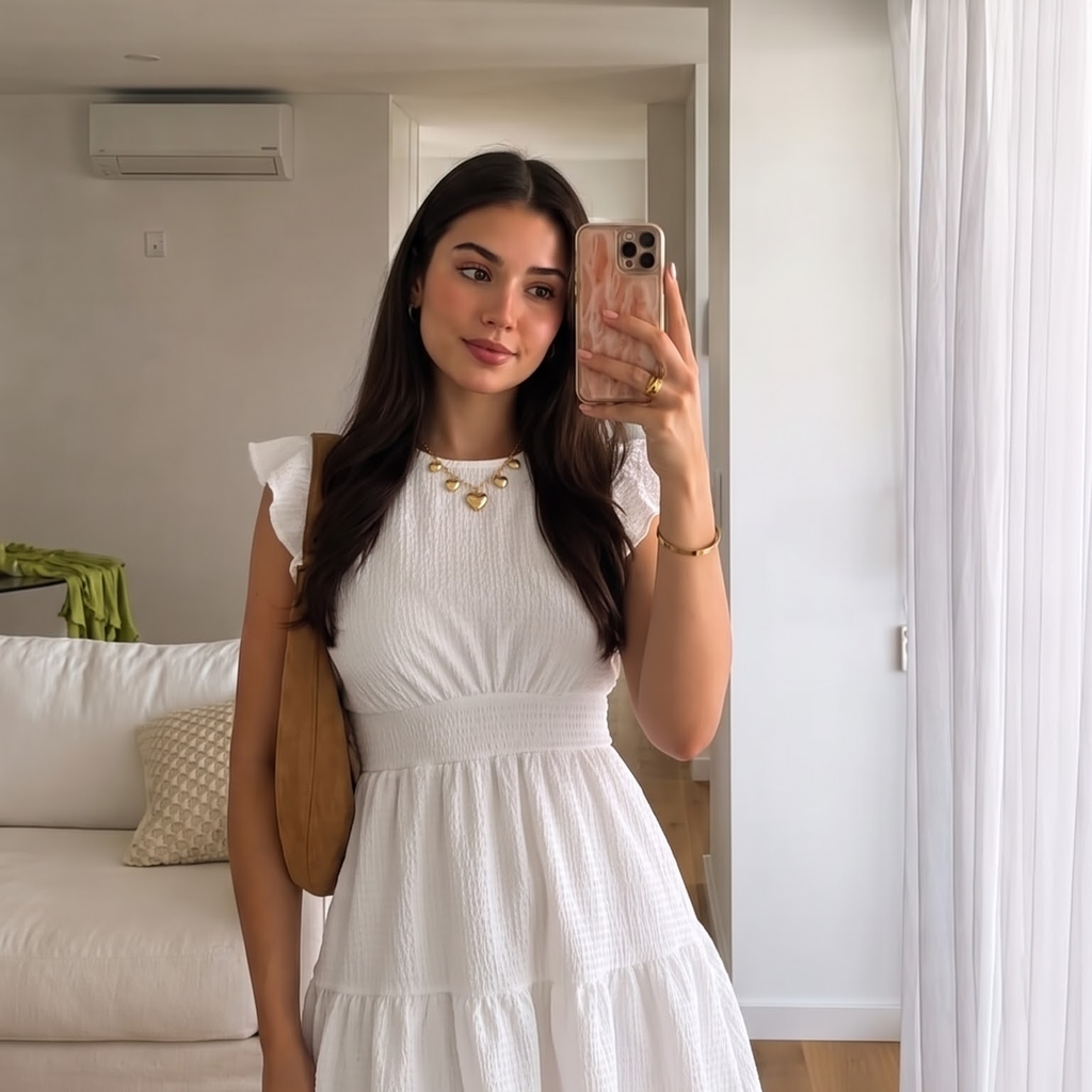 Vestido volado blanco corto 