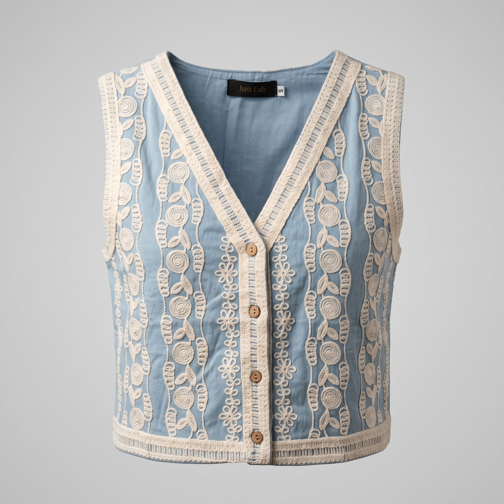 Chaleco de Jeans bordado 