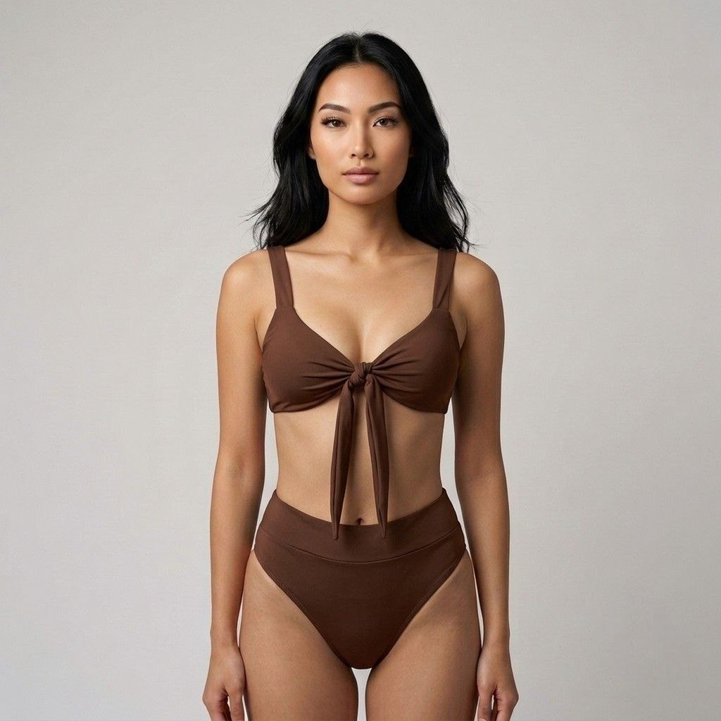 Traje de baño de dos piezas con lazo frontal