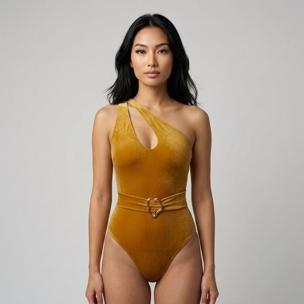 Traje de baño entero stretch asimétrico
