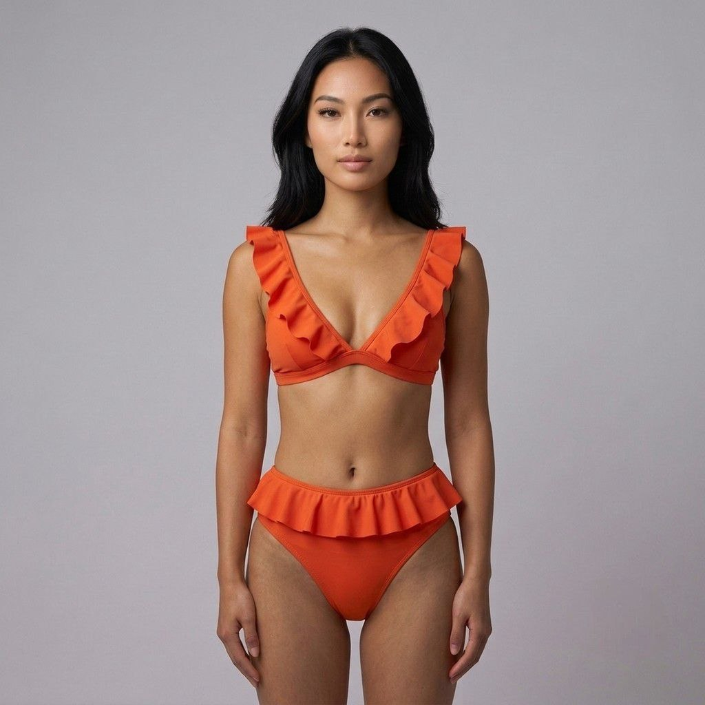 Traje de baño de dos piezas con volantes
