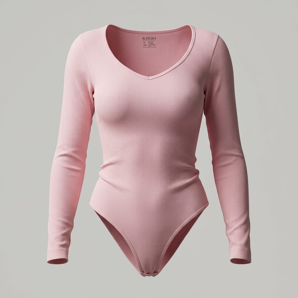 Body rosado manga larga 