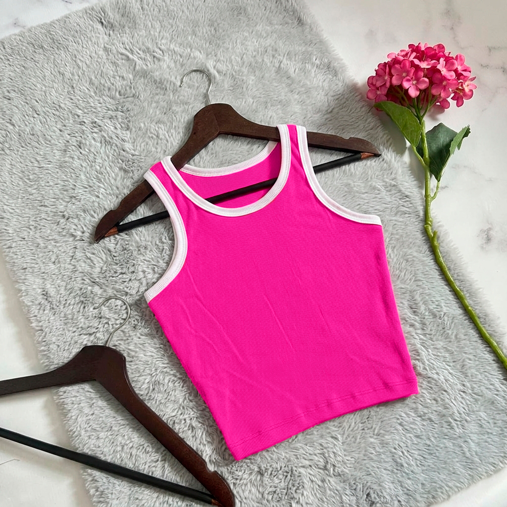 TOP Sin manga bicolor Fucsia