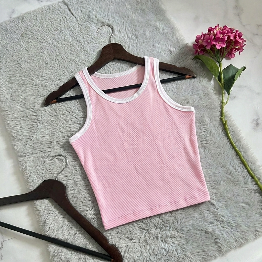 TOP sin manga bicolor rosa claro