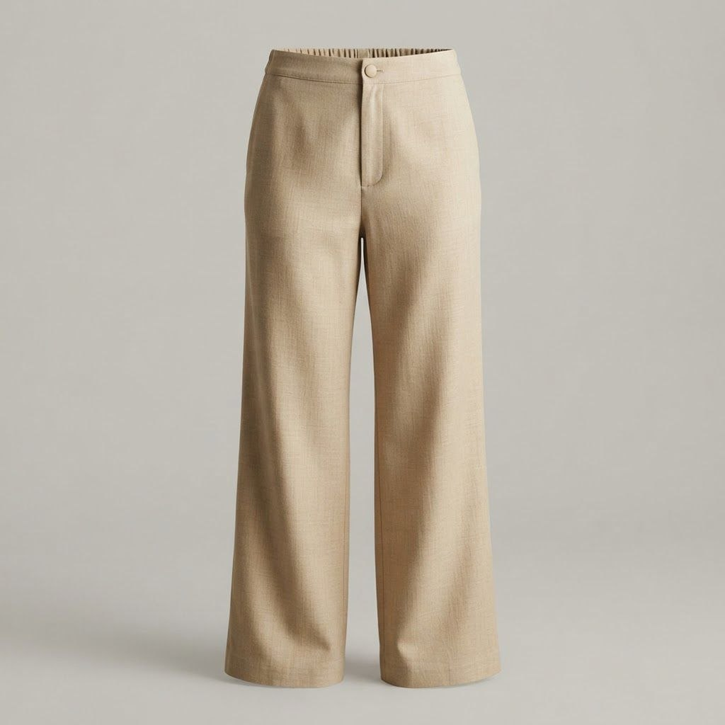 Pantalón Formal Beige de Pierna Ancha