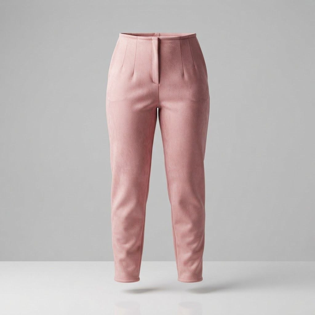 Pantalón Ajustado Rosado Efecto Gamuza