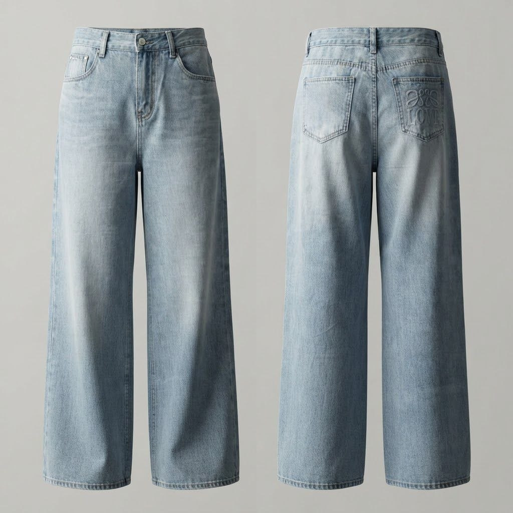Pantalón Vaquero Wide-Leg de Lavado Claro