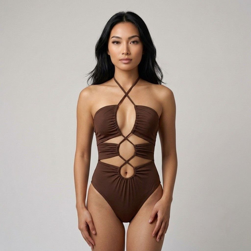 Traje de baño entero cut out con tirantes cruzados