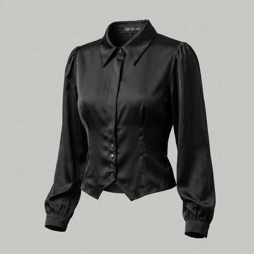 Blusa Satinada Negra de Corte Corsé